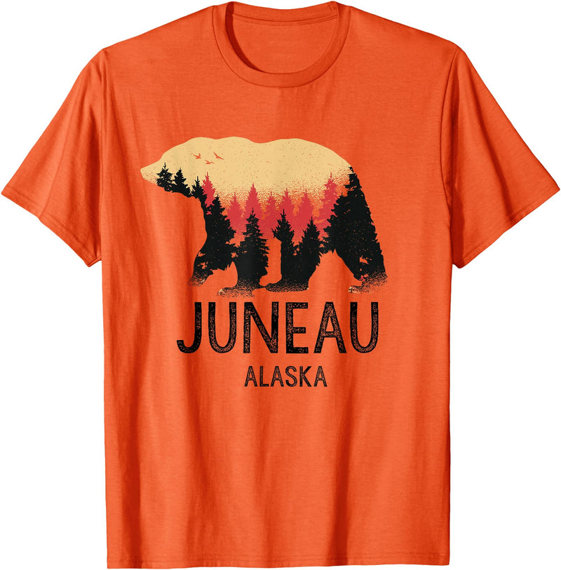 Juneau Alaska Souvenirs & Gifts Juneau Alaska Vintage Grizzly Bear Souvenir Gift T-Shirt - Orange