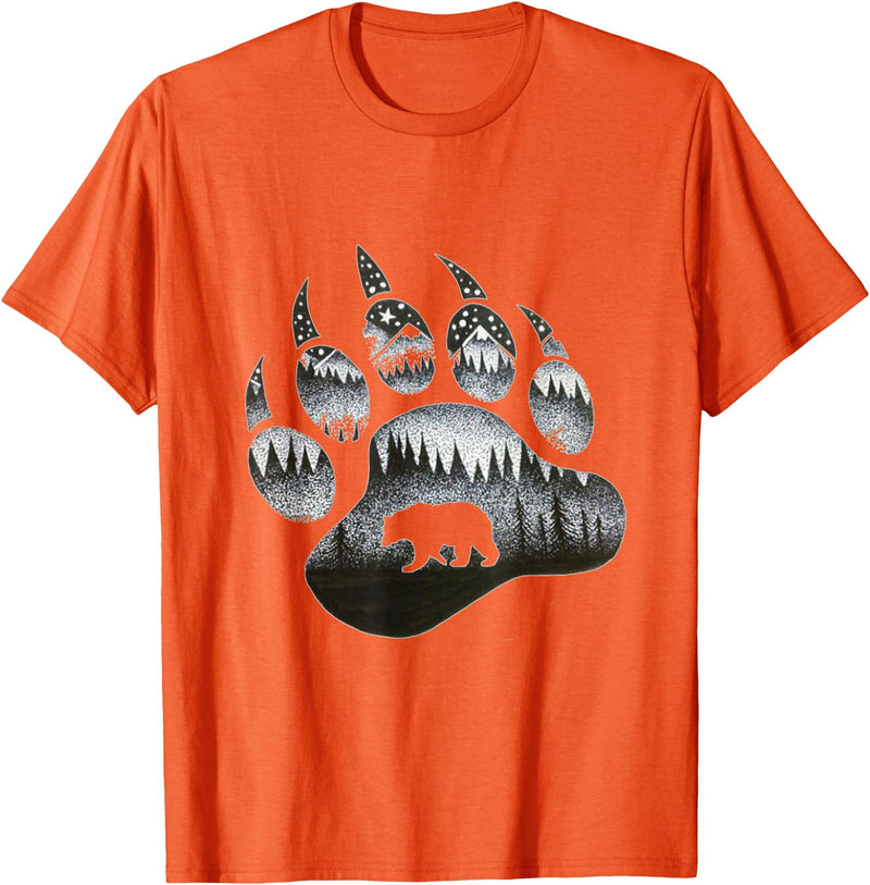 One Nature Designs Touching Ghost of the Spirit Bear Paw T Shirt T-Shirt - Orange