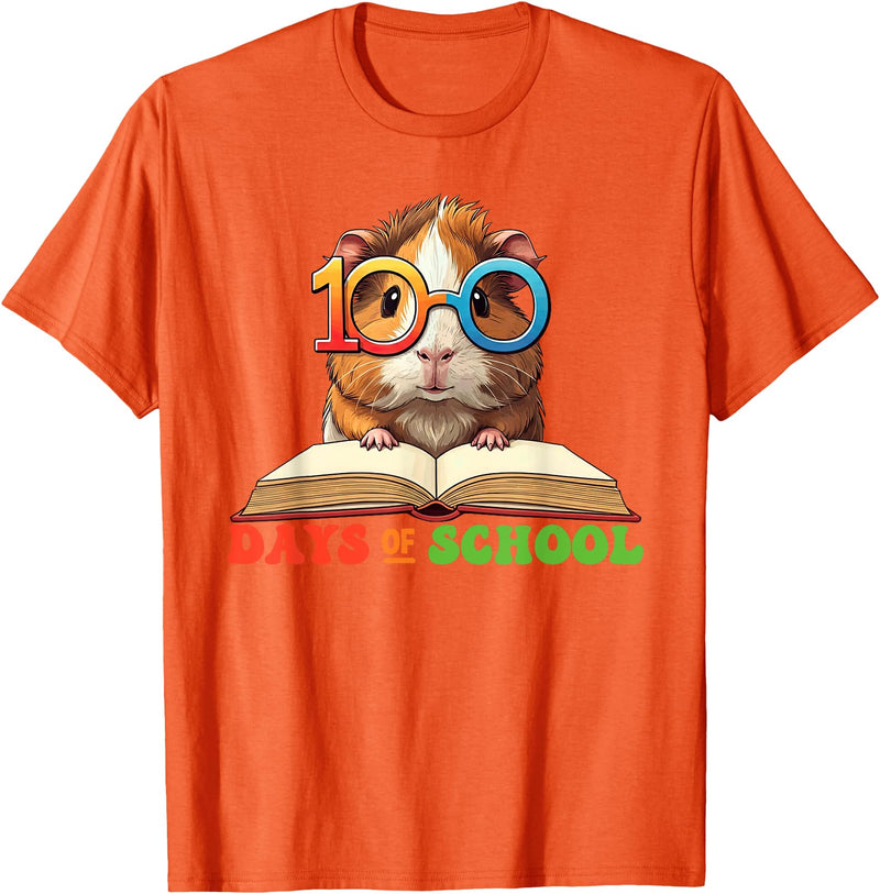 Guinea Pig Lovers 100 Days Of School Costume Kids Funny Guinea Pig 100th Day Of School Teacher Womens Mens T-Shirt - Orange