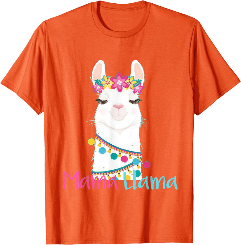 funny Mama Llama tshirt for mother's day Mama Llama Funny Mother's Day Shirt for Women Mom Love Llama T-Shirt - Orange
