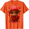 Coquette Bow Highland Cow Valentine Women Girls. Highland Cow Valentines Day Funny Hearts Valentine Cow Women T-Shirt -