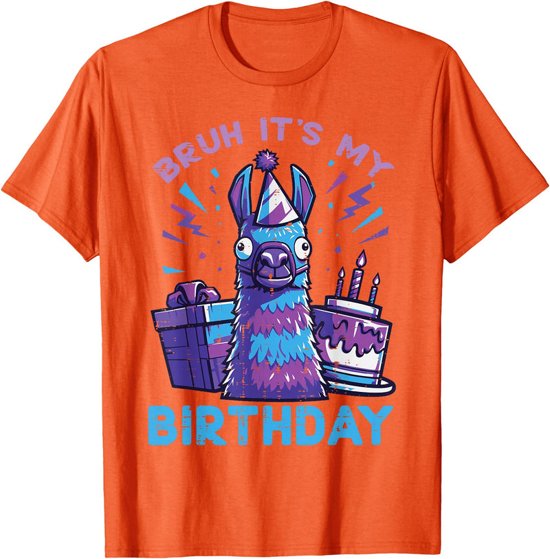 Birthday Party Shirts For Men Women Kids Bruh Its My Birthday Llama Pinata Bday Party Men Women Kids T-Shirt - Orange