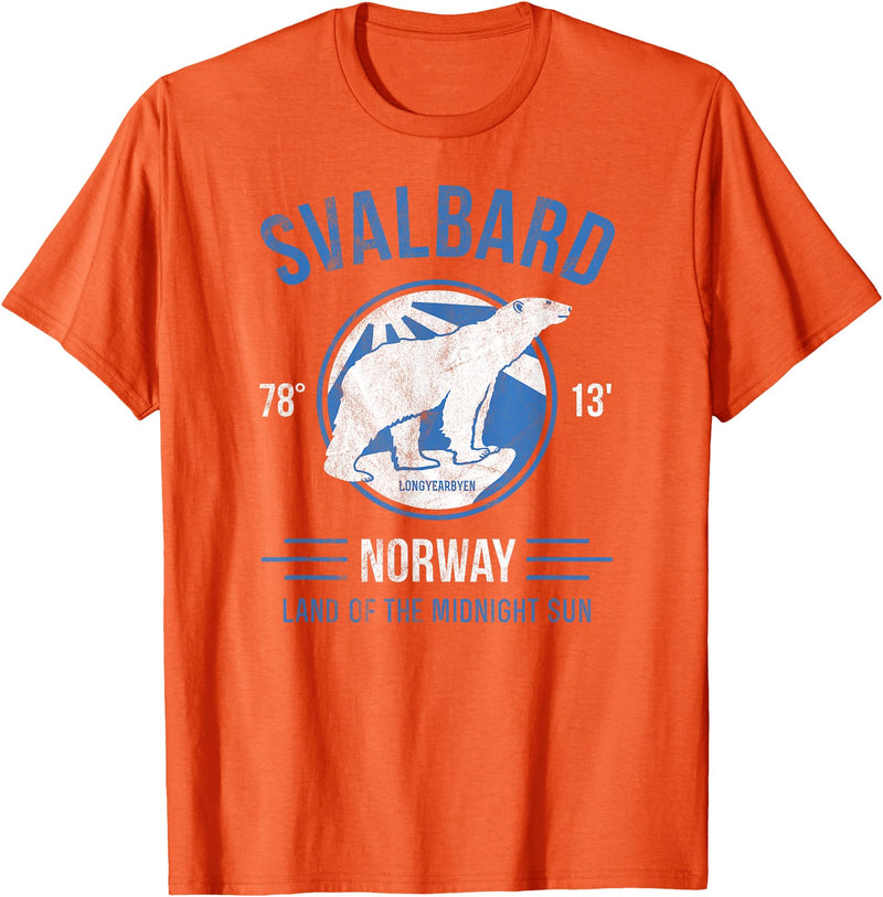Svalbard T-Shirt Co. Svalbard Polar Bear T Shirt | Norway Northern Lights T-Shirt T-Shirt - Orange