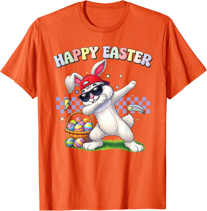 Dabbing Easter Bunny Rabbit Dab Dance Eggs Kids Boys Girls T-Shirt in Orange