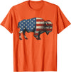 Bison American Buffalo Gifts & Apparel Stuff Bison USA American Flag Patriotic United States T-Shirt - Orange