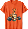 Giraffe Lovers Weightlifting Bodybuilder Gym Funny Giraffe Gym Weightlifting Fitness Workout Deadlift T-Shirt - Orange