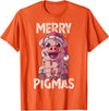 The Weird Shop Merry Pigmas Pig Christmas Santa Pig Xmas Lights Farmer Gift T-Shirt - Orange