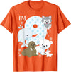 Arctic Animals Birthday Party Family Matching Bday Arctic Animals 9th Birthday Polar Bear Walrus Fox Sea Theme T-Shirt - Orange