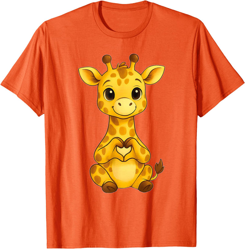 Giraffe Designer Designs Giraffe with heart | Cute giraffe with heart symbol T-Shirt - Orange