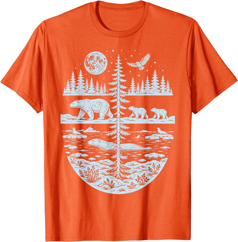 Polar Bear Arctic Tundra Wildlife Nature Lover Polar Bear Arctic Wilderness Nature Scene Wildlife Lover T-Shirt - Orange