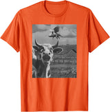 When Pigs Fly Pig Lover Designs Apparel Gifts Cow Selfie With Flying Pigs Fly Funny Gift for Men Women Kid T-Shirt - Orange