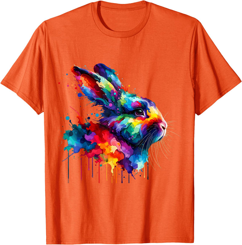 Splash Art Rabbit T-Shirt in Orange