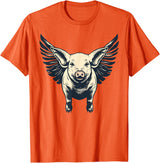 Flying Pig With Wings Design Flying Pig With Wings Fly Pig Lovers T-Shirt - Orange