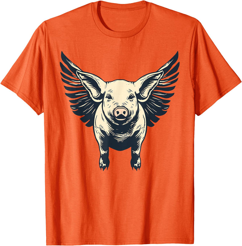 Flying Pig With Wings Design Flying Pig With Wings Fly Pig Lovers T-Shirt - Orange