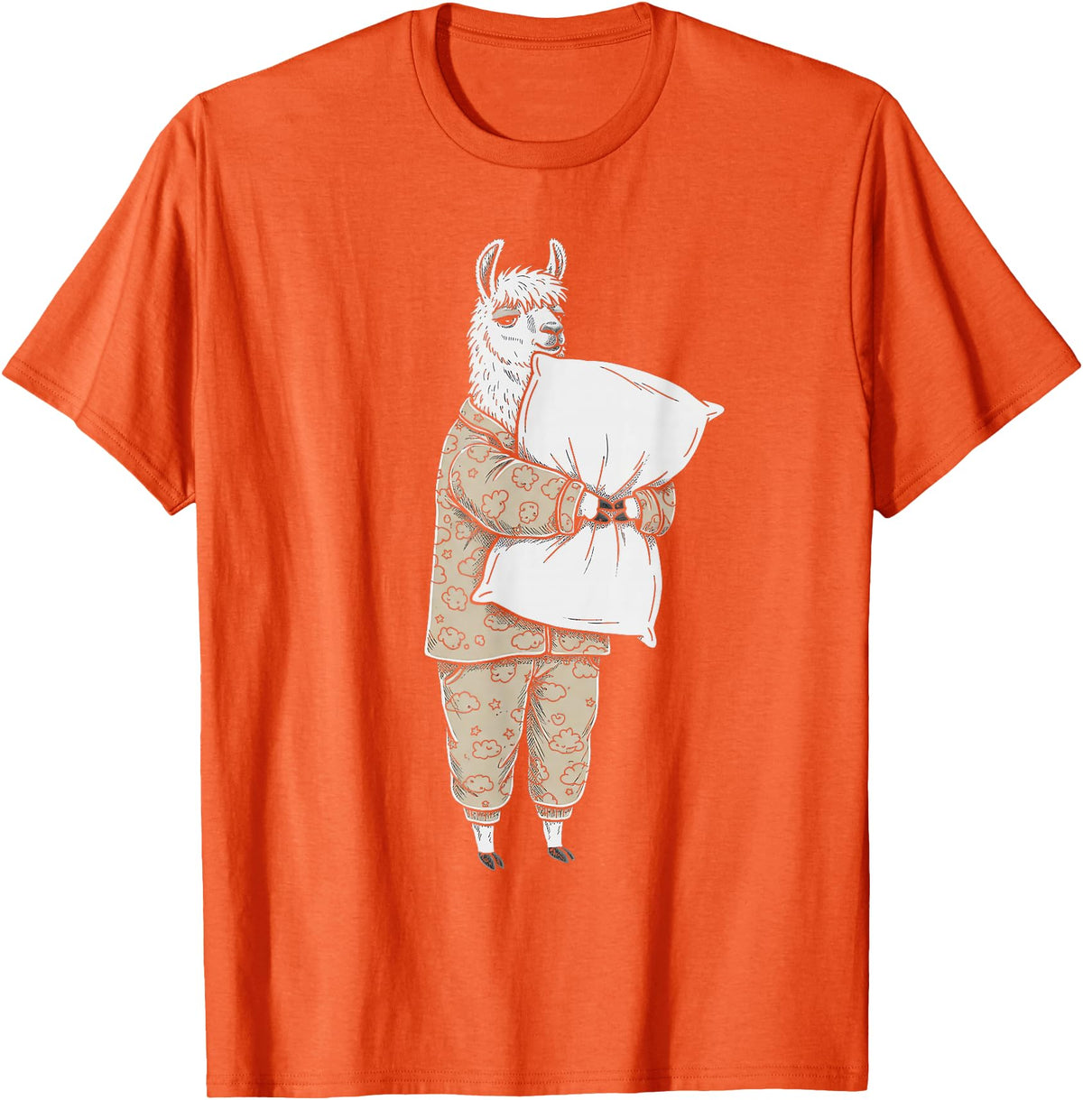 Sleeping & Napping Funny Designs For Nap Lovers Funny Sleepy Llama Alpaca Pajama Women Kids Boys And Girls T-Shirt - Orange