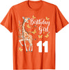 Giraffe Birthday Party by LazyPanda Giraffe 11th Birthday Girl 11 Years Old Giraffe Lover T-Shirt - Orange