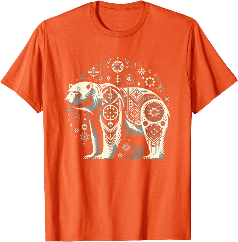 Synthwaive Tribal Polar Bear | Men Women (XS - 6XL+) | Graphic T-Shirt - Orange