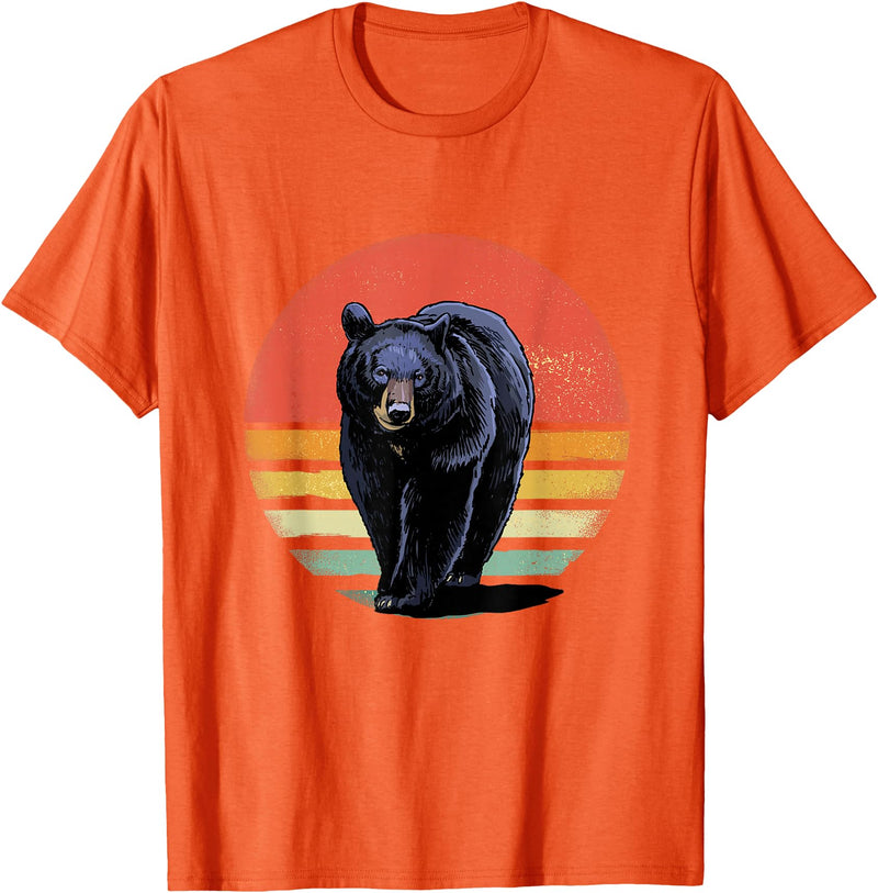 Wowsome! Retro Vintage Black Bear T-Shirt - Orange