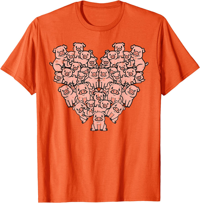 Pig Lover Shirts For Men Women Kids Pigs Heart Shape Cute Love Hog Swine Girls Kids Women Men T-Shirt - Orange