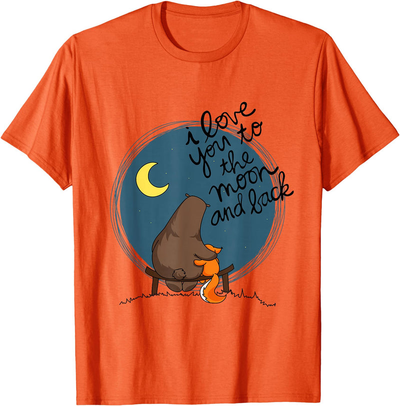 Little Squirrel Designs Cute I Love You To The Moon And Back Bear & Squirrel T Shirt T-Shirt - Orange