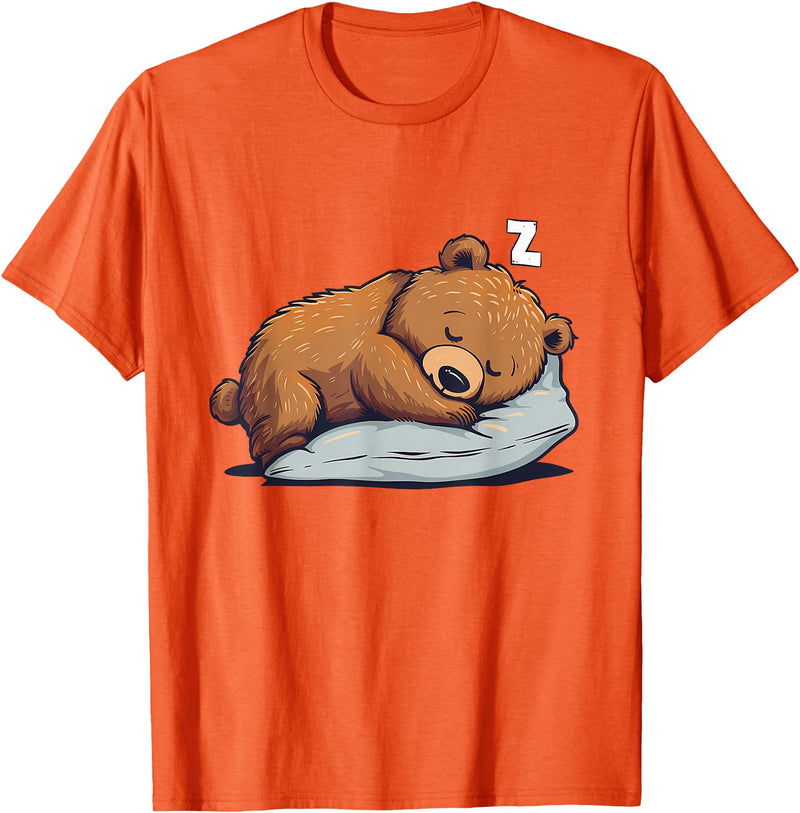 Cute Sleeping Animals Napping Bear Sleeping Sleepy Bear Cute Bear Sleeping T-Shirt - Orange