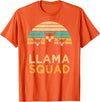 Llama Squad With Glasses Funny Funny Llama Squad Sunglasses Cool Llamas Vintage Gift T-Shirt - Orange