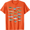 NABZR Angeln Geschenke & T-Shirts Types of Freshwater Fish Fishing T-Shirt - Orange