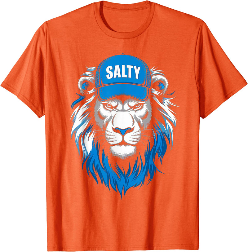 I Liked The Lions Before It Was Cool Tees Blue Lions Salty Wearing Hat Salty Cool Lions Strong Lions T-Shirt - Orange
