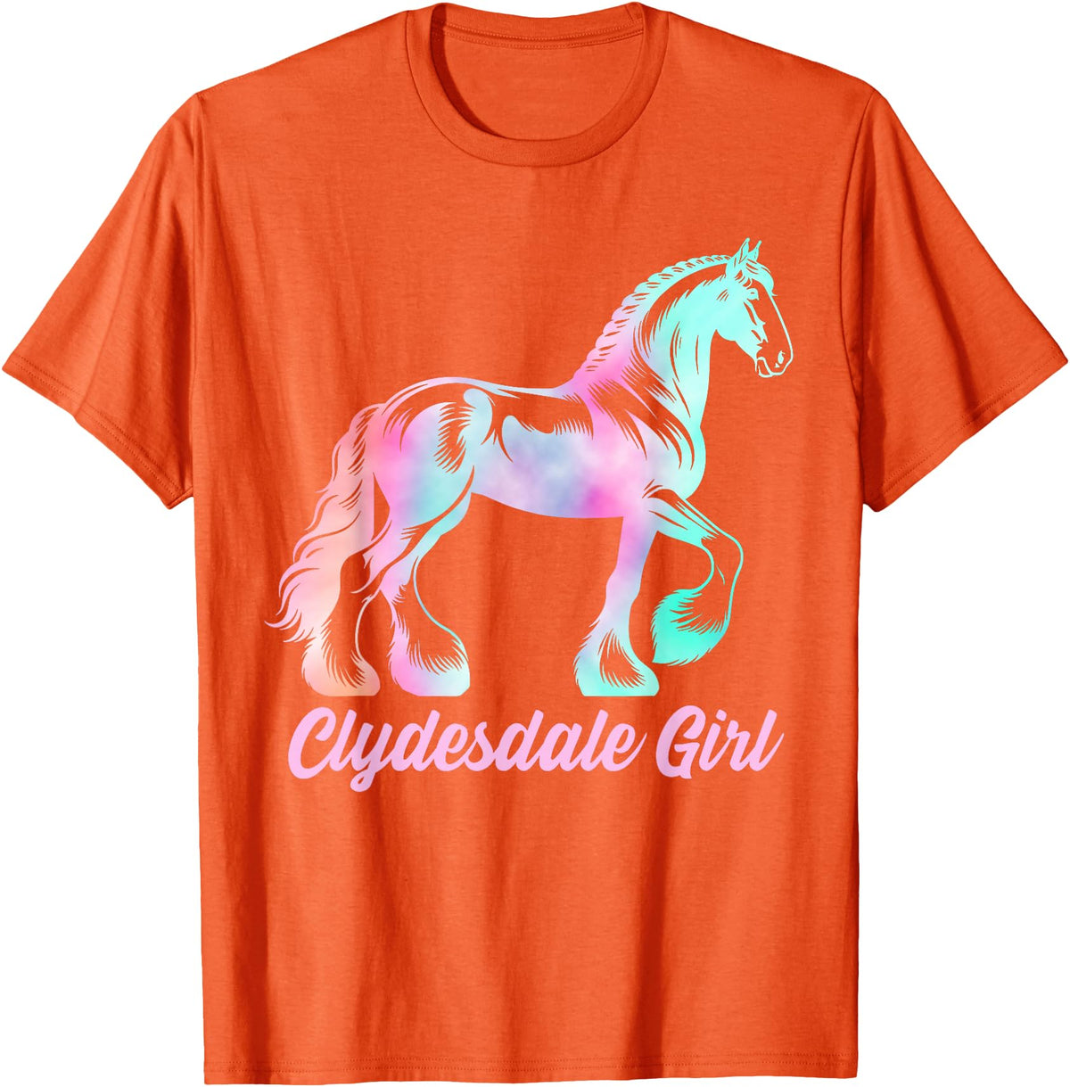Clydesdale Horse by AKH Clydesdale Horse Girl, Womens Equestrian Clydesdale Horse T-Shirt - Orange