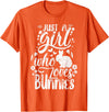 Funny Just a Girl Who Loves Bunnies Cute Rabbit Lover T-Shirt in Orange