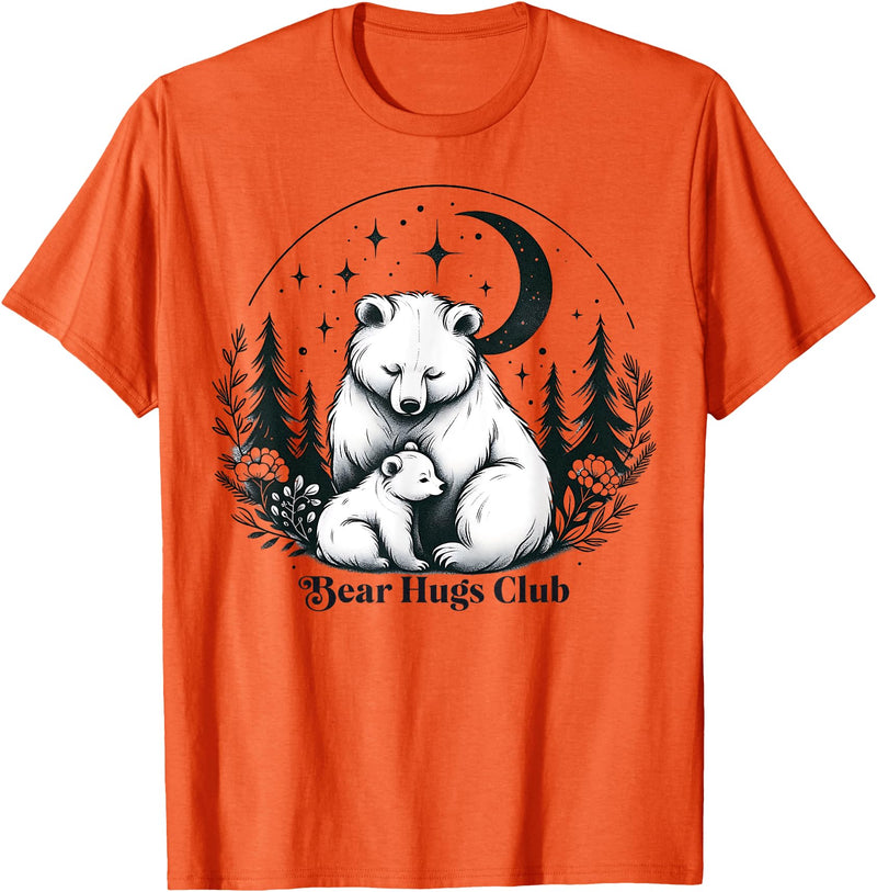 Polar Bear Lover Tees NYC Polar Bear Hugs Mama Baby Mothers Day Mom Daughter Son T-Shirt - Orange