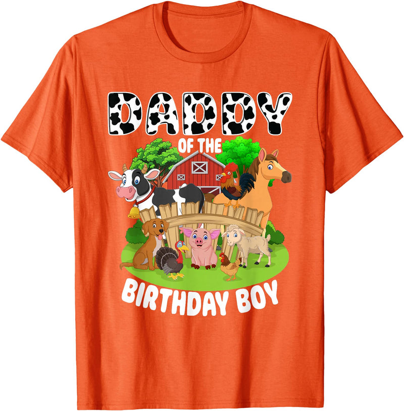 Matching Farm Theme Birthday Shirts By PDQA Daddy of The Bday Boy Farm Animals Matching Farm Theme T-Shirt - Orange