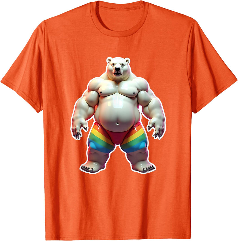 Jay Moe Design "I Love Bears" Fun Gay Pride Vintage Rainbow T-Shirt - Orange