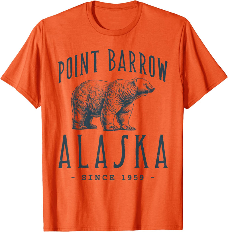 ARTIC ADVENTURE BEAR VINTAGE DESIGNS POINT BARROW, ALASKA POLAR BEAR WILDLIFE T-Shirt - Orange