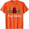 Merry Christmas Plaid Apparels Co. Merry Christmas, Leopard buffalo plaid Christmas tree Xmas T-Shirt - Orange