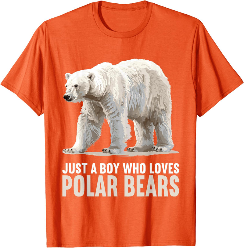 Polar Bears Polar Bear Lovers Shop Just a Boy who loves Polar Bears Polar Bear T-Shirt - Orange