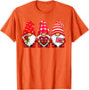 Three Gnome Crew Family Outfit Gnomes Love Valentine's Day Buffalo Leopard Heart Women Men T-Shirt - Orange