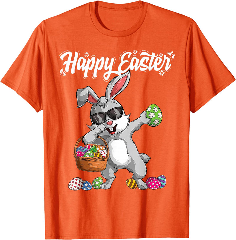 Dabbing Rabbit Easter Day Eggs Dab Boys Girls Kid Gift Bunny T-Shirt in Orange