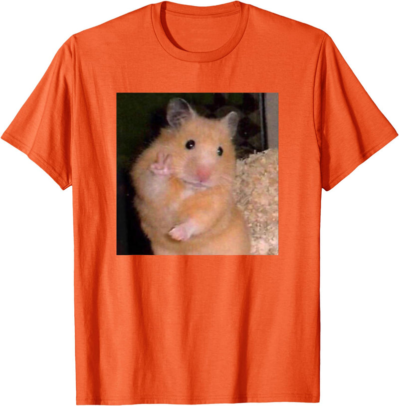 Hamster Meme Peace Sign Funny Pet Owner Trendy T-Shirt - Orange