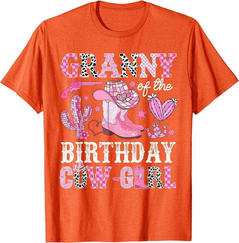 Pink Western Cowgirl Bday Party Family Matching Granny Of The Birthday Cow-Girl Rodeo Cowgirl Bday T-Shirt - Orange