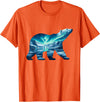 Arctic Wildlife Aurora Borealis Polar Bear Nature Northern Lights Polar Bear Arctic Landscape T-Shirt - Orange