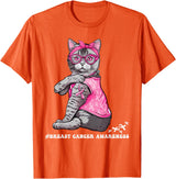 Nad-In October We Wear Pink Funny Cat Pink Ribbon In October We Wear Pink Breast Cancer T-Shirt