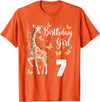Giraffe Birthday Party by LazyPanda Giraffe 7th Birthday Girl 7 Years Old Giraffe Lover T-Shirt - Orange