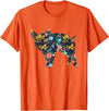 Animal Hog Floral Silhouette Pig Lover Floral Piglet Silhouette Womens Girls Graphic Pig T-Shirt - Orange