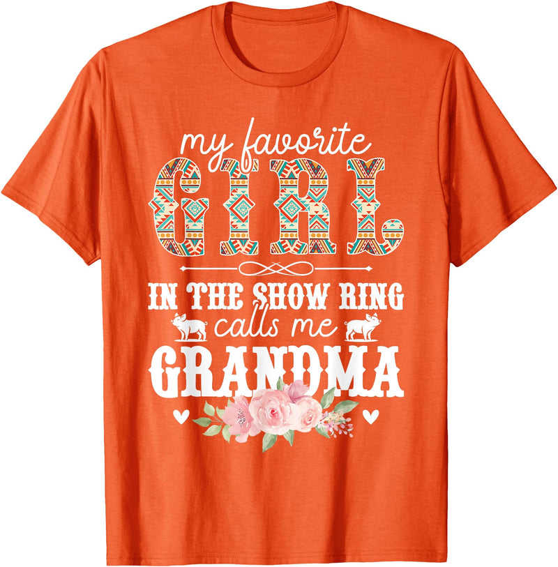 Proud Pig Show Grandma For Mother's Day Proud Pig Show Grandma Pig Show Grandmother T-Shirt - Orange