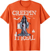 Horror Zombie Girl Halloween Pin Up Costumes Creeping It Real Zombie Lazy Halloween Costume Pinup Girl T-Shirt - Orange