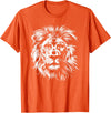 Älion. lion. Kids Unisex Black Lion Graphic Modern V-Neck T-Shirt - Orange