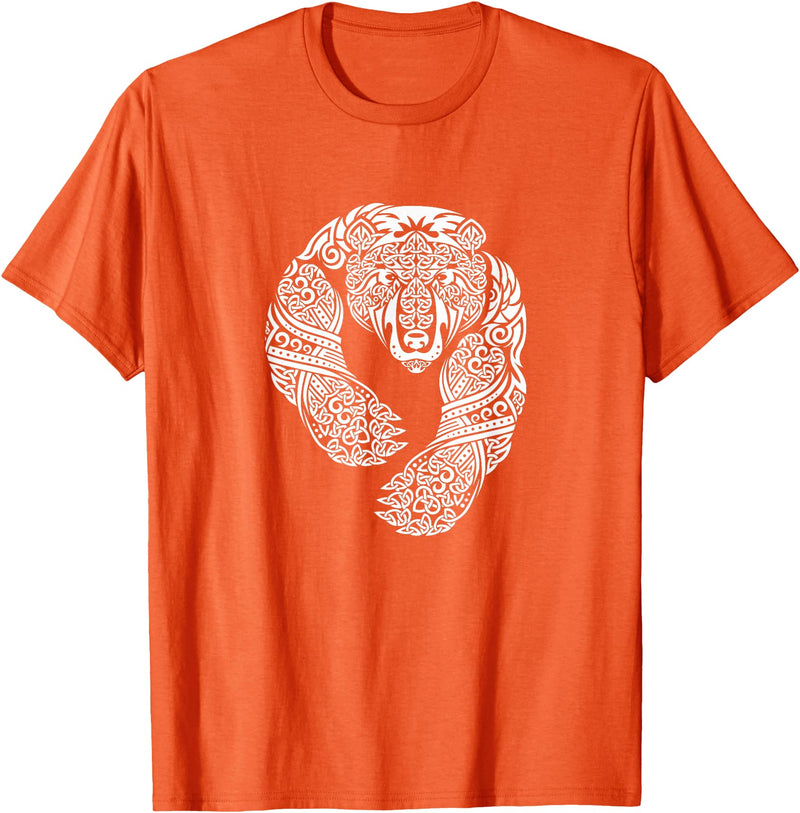 CELTIC KNOTWORK TRIBAL TATTOO BEAR TEES CELTIC KNOTWORK TRIBAL TATTOO BEAR T-SHIRT T-Shirt - Orange