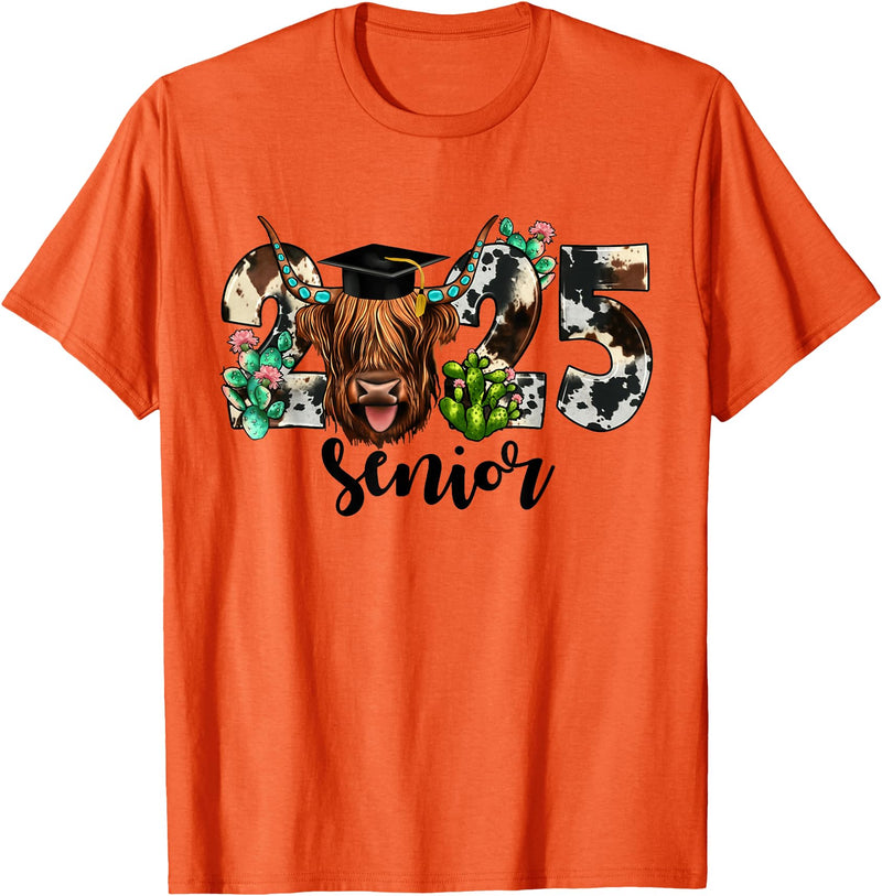 Cow 2025 Senior Class Of 2025 Graduation 2025 T-Shirt - Orange