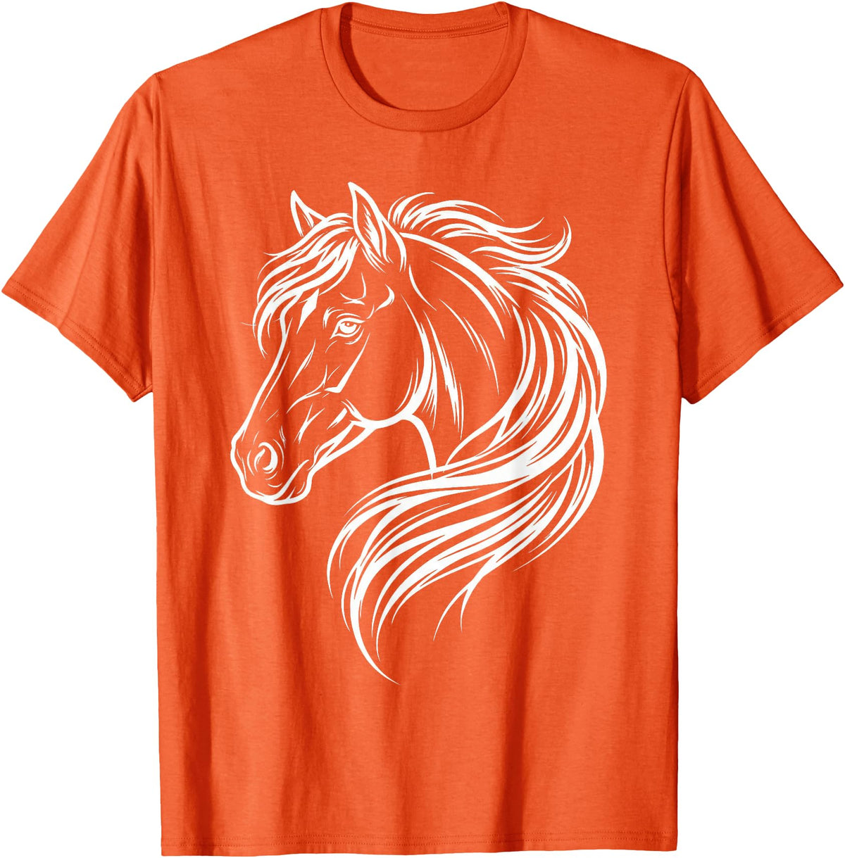 Horse Silhouette Farm Animal Graphic Horses Cute Horse Silhouette Art Equestrian Farm Animal Horse Lover T-Shirt - Orange